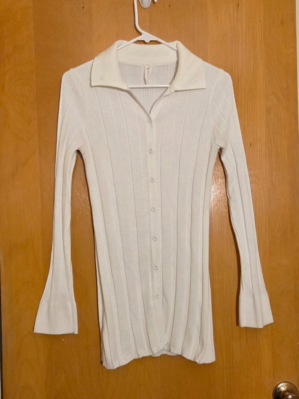 Daily Practice Anthropologie Button Up Collared Cardigan Womens M White Bodycon